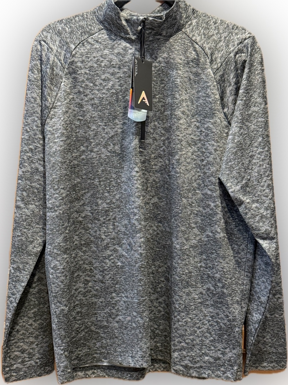 NWT Antigua Men’s Sierra 1/4 Zip Pullover Gray Performance Long Sleeve, size M